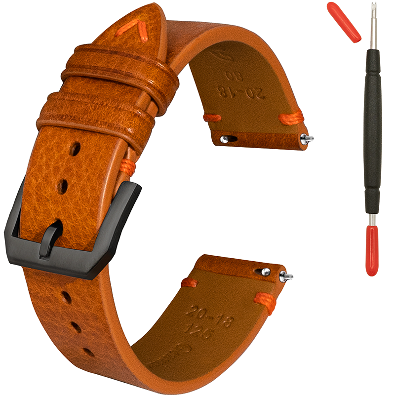 Vegetable Tanned Hand Made Stitching Genuine Leather Watch Strap