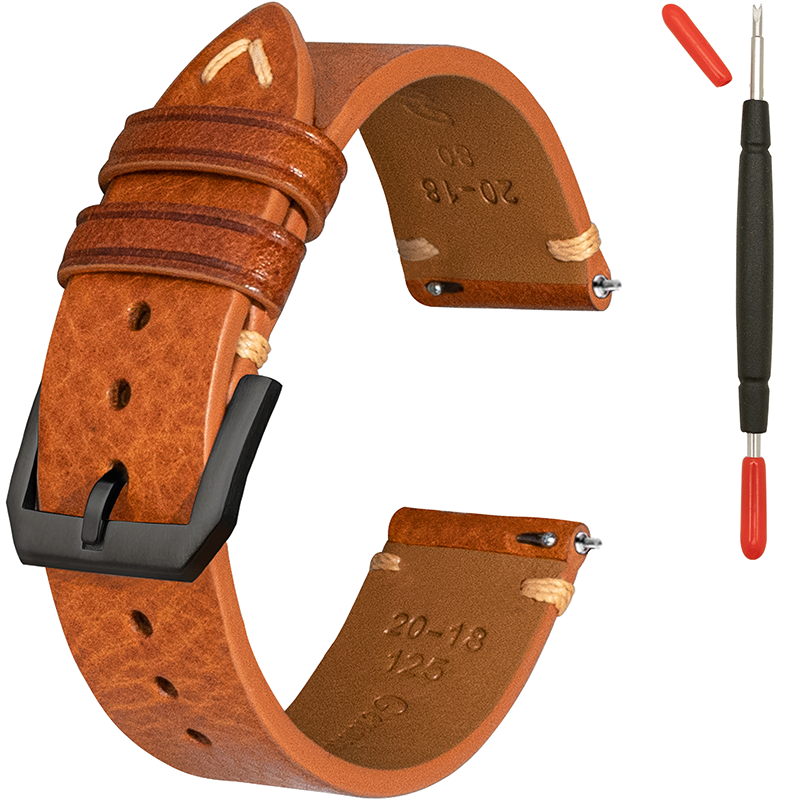 Vegetable Tanned Hand Made Stitching Genuine Leather Watch Strap