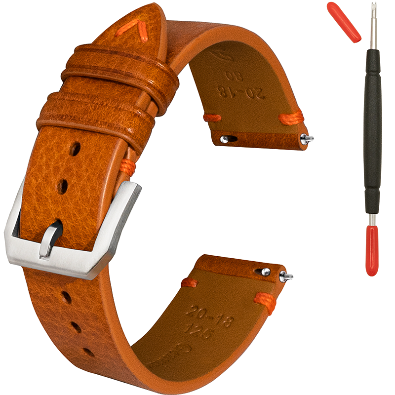 Vegetable Tanned Hand Made Stitching Genuine Leather Watch Strap